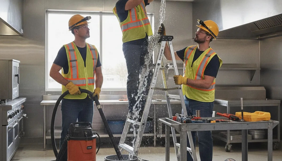 Emergency plumber repairing burst pipe in Naperville, IL home