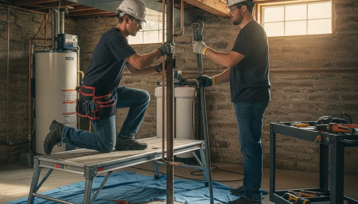 Plumber repairing pipes in Naperville, IL for residential plumbing service