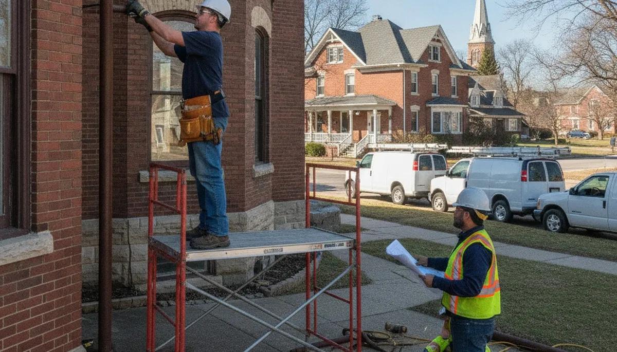 Naperville, IL plumbing repair technician servicing a residential leak with professional tools