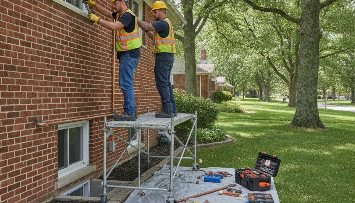 Plumber repairing a pipe in Naperville, IL for emergency plumbing service
