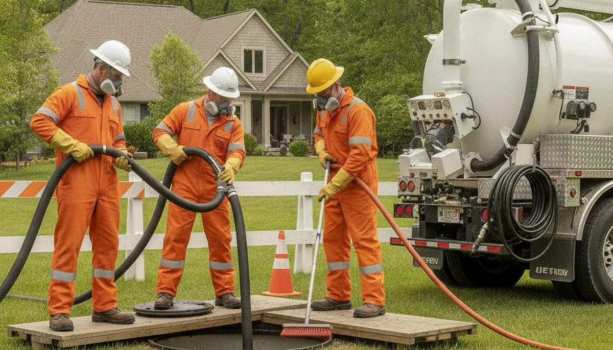 Naperville, IL plumber inspecting a septic tank for cleaning and maintenance services