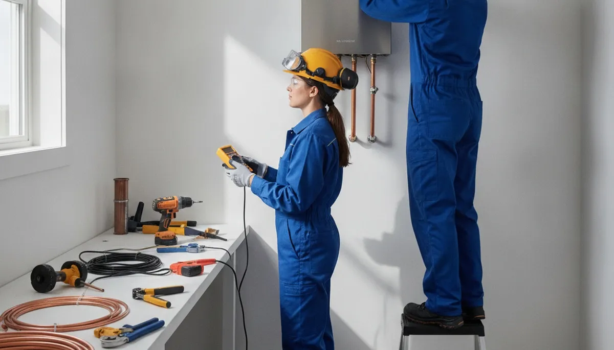 Tankless water heater installation in Naperville, IL by On Call Plumbers