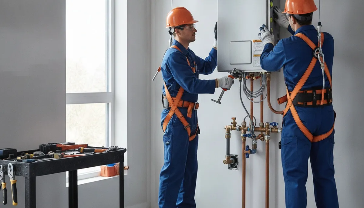 Naperville, IL plumber installing tankless water heater for reliable on-demand hot water