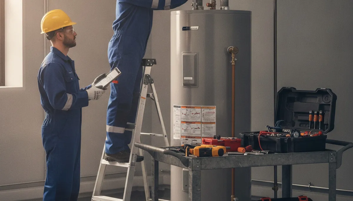 Naperville, IL plumber repairing a water heater for reliable home plumbing service