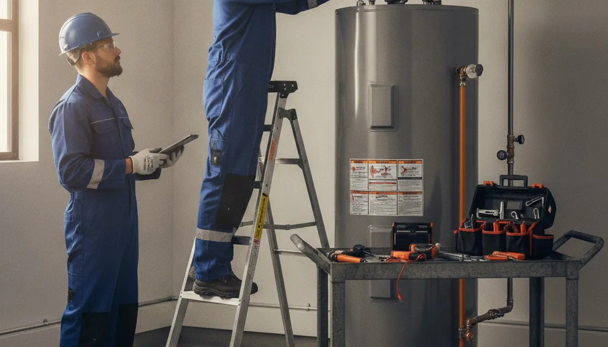 Naperville, IL plumber repairing a water heater for reliable home hot water service